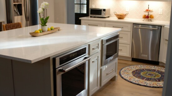 O'Connor kitchen island with appliances saves counter space