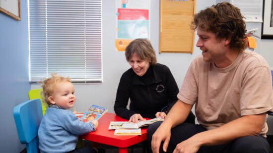 Bernie Strommen (patient) with father Jack Strommen (former patient) and Marilou Pederson, CPNP