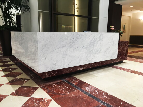 Marble work by I.M.A.G.E at a commercial building in Hartford. 