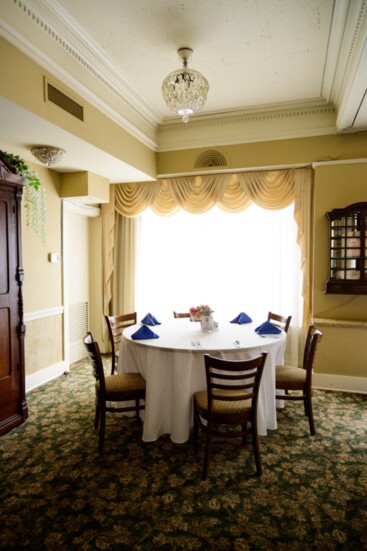 A cozy, yet elegant corner of The DWC dining room.  
