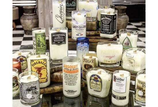 Liquor bottle candles