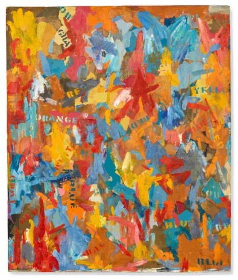 Jasper Johns (b. 1930), Small False Start, 1960. Encaustic, acrylic and paper collage on fiberboard sold for $55,350,000