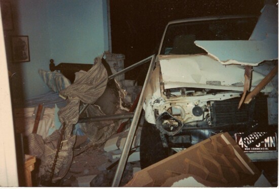Another view of the truck that drove through DuBois' bedroom wall