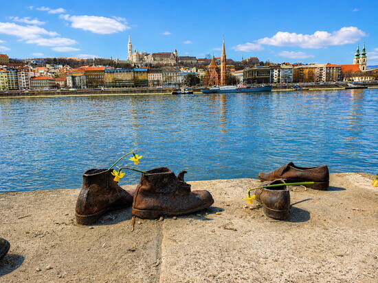 Budapest’s “Shoes on the Danube Bank” memorial honors lives lost during World War II.