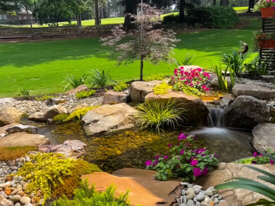 A small 10’ pondless waterfall know as Amen Corner’s patio falls. It is a simple small falls and can fit anywhere.