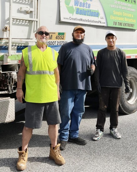 Some of Our Hard-Working Recycling Collectors: (L-R) Edward DeRso (driver), Omar Najera, Frey Perez 