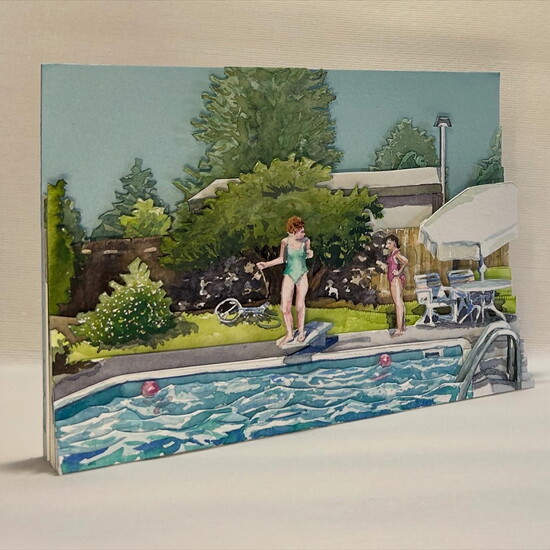 96 In The Shade, 2025 three-dimensional watercolor on archival paper 5 x 8
