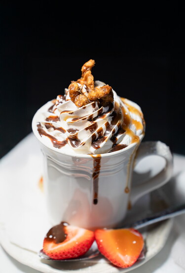 Handcrafted desserts topped with sauces and fruit finish every meal sweetly.