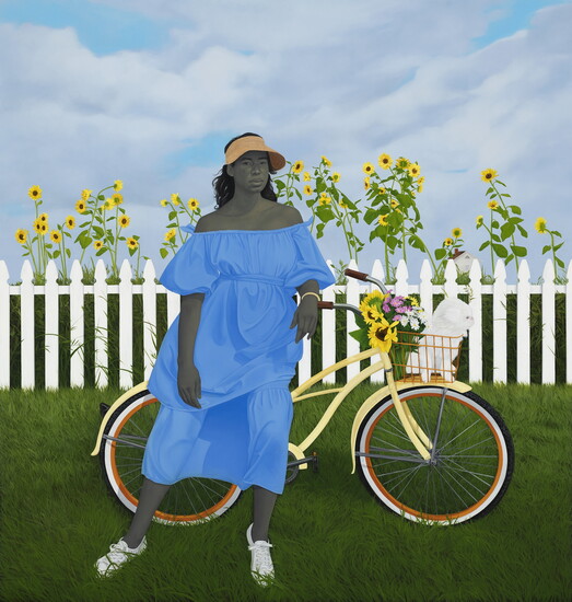 Amy Sherald (American, born Columbus, Georgia, 1973), A Midsummer Afternoon Dream, 2021, oil on canvas, private collection. © Amy Sherald. Photo by Joseph Hyde,