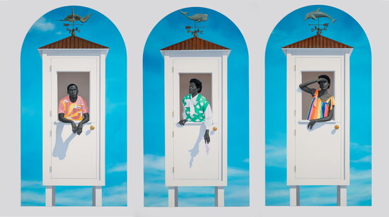 Amy Sherald (American, born Columbus, Georgia, 1973), Ecclesia (The Meeting of Inheritance and Horizons), 2024, oil on linen, Jennifer Gilbert Collection. © Amy