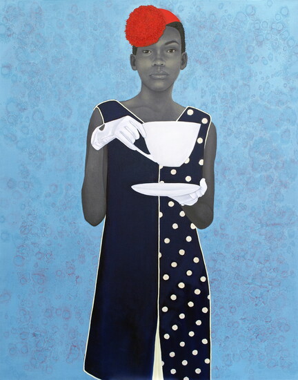 Amy Sherald (American, born Columbus, Georgia, 1973), Miss Everything (Unsuppressed Deliverance), 2014, oil on canvas, private collection. © Amy Sherald. Photo 
