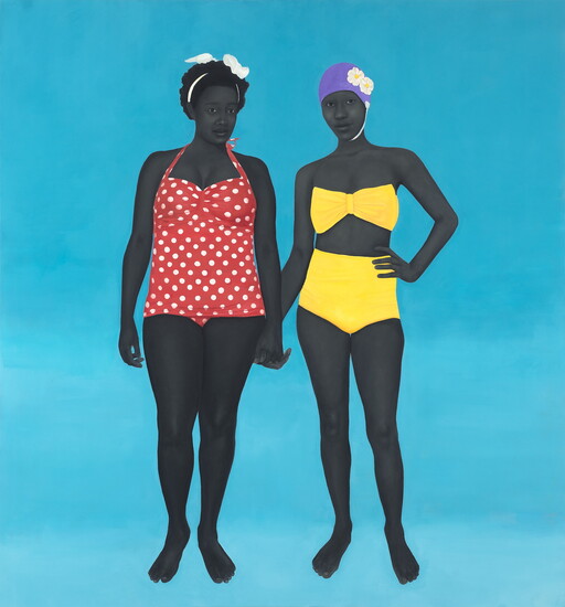 Amy Sherald (American, born Columbus, Georgia, 1973), The Bathers, 2015, oil on canvas, private collection. © Amy Sherald. Photo by Joseph Hyde, courtesy of the