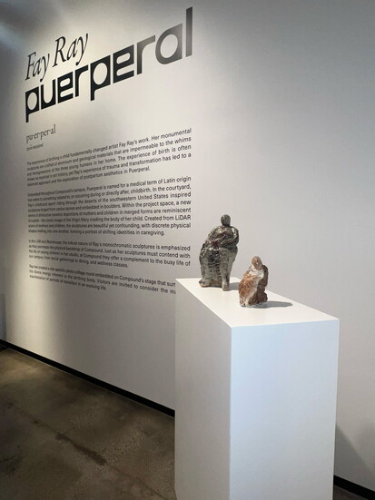 Near the café, small porcelain figures of mothers and children—formed through LiDAR scans and merged forms — offer a tender moment of reflection.