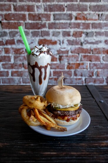 The Tennessee Burger with a Death by Chocolate Milkshake from Graze Burgers