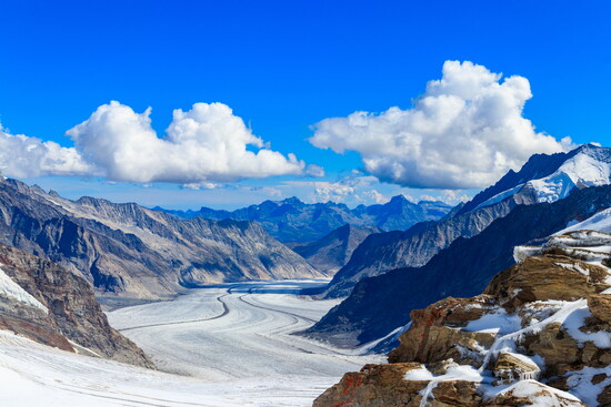 Aletsch Glacier, the longest glacier in the Alps and a UNESCO World Heritage Site. Photo by Olyaso Lodenko