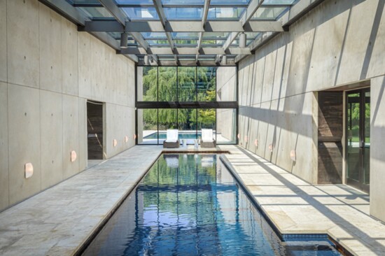 The outdoor and indoor pools mirror each other