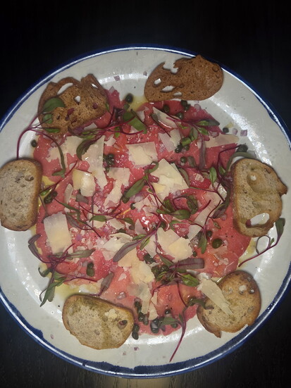 Beef Carpaccio at Liberatore's. Photo Credit: Jennifer Waldera