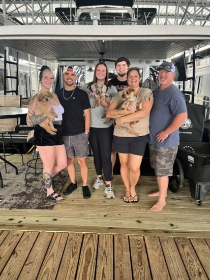 The Kalman family on their houseboat