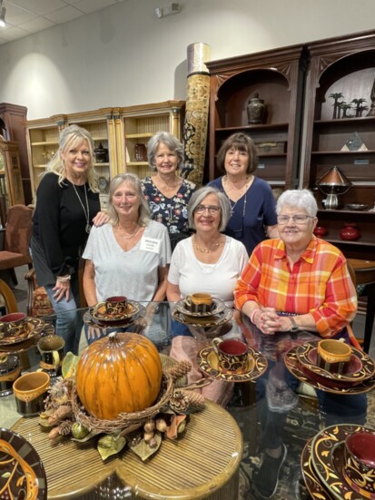 Angels’ Attic volunteers, Susan Platamone, Linda Tupper, Kay Abshier, Ann Ryder, Diane Pearson and Brenda Clark