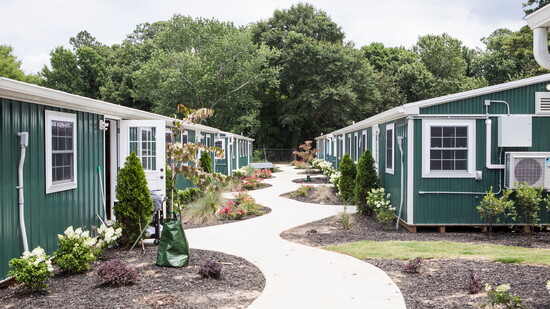 The new addition called "The Pet Neighborhood" are climate-controlled buildings that can house up to 12 dogs each.  