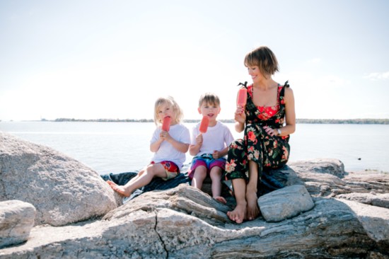 Annabella Daily enjoys Compo beach with her two boys.