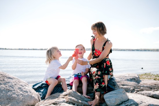 Annabella Daily enjoys Compo beach with her two boys.