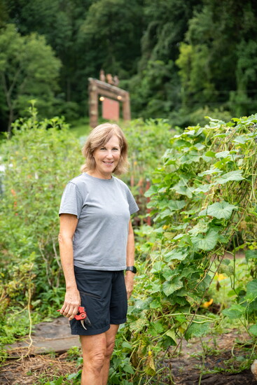 Sharon Oldham, co-founder, Oldham Hospitality in her garden. Photo: Oldham Hospitality