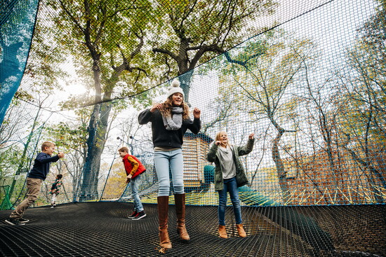 The WonderNet at Tree Adventure is a giant, suspended trampoline that brings out the kid in everyone.