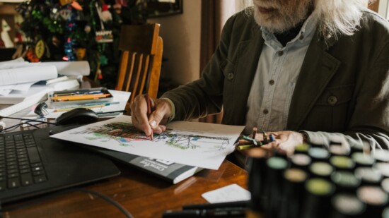 In addition to his teaching and architecture careers, David Boeck has always been a practicing artist, using markers and colored pencils as his primary medium. 
