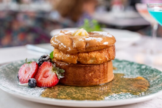 The Honey Butter French Toast on the The Audrey's brunch menu is decadent. The battered bread pudding, local honey, and fresh berries are a treat