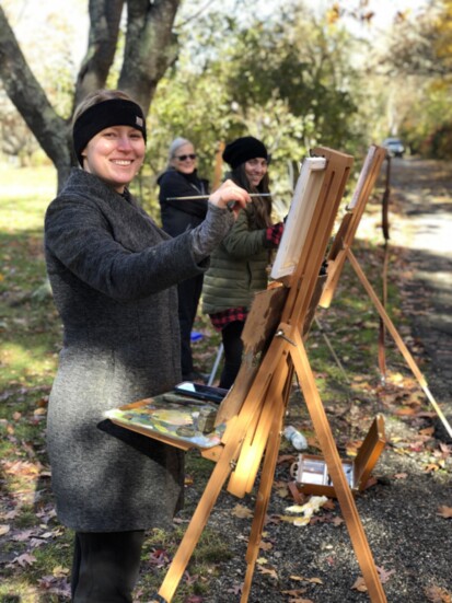 Diana K. Gibson’s students enjoying a Plein air painting lesson.