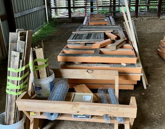 The modular segments await transport to Sauk County for assembly.