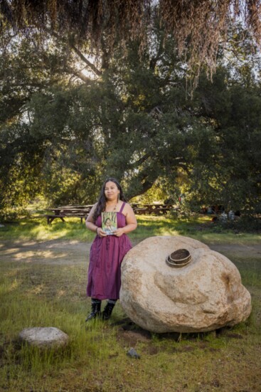 Desiree Wetz, author, basket weaver and jewelry maker, pictured on the Pechanga Reservation.  @desiree_wetz on Instagram.