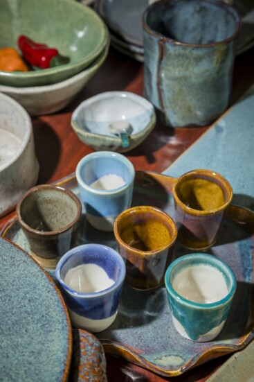 A selection of ceramic kitchenware by ceramicist Alex Spector.