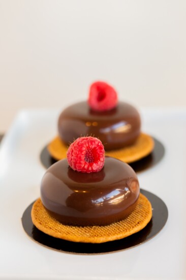 Chocolate Raspberry Mousse on a chocolate Sable Breton