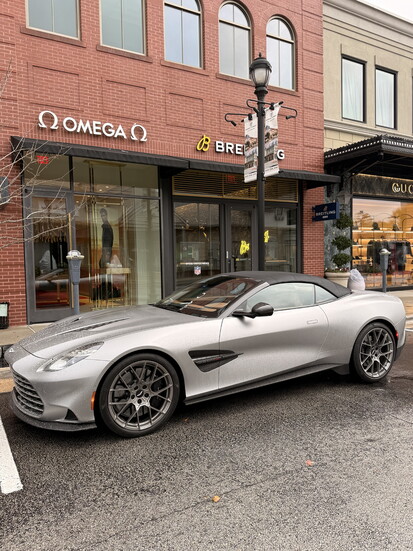 Even a rainy day at Market Street can’t stop the Aston Martin Vanquish from shining.