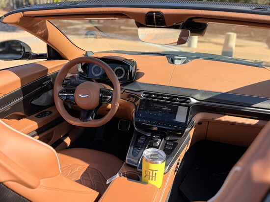 The Vanquish Volante adorned in Centenary brown leather.