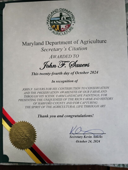 Award to John Franklin Sauers. Photo Credit: Michele Sauers