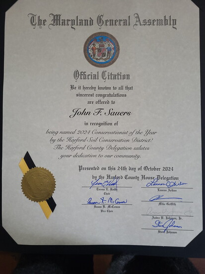 Award to John Franklin Sauers. Photo Credit: Michele Sauers