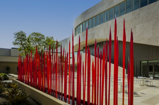 Red Reeds, 2010 10 x 43 x 2' Artis—Naples, The Baker Museum, Naples, Florida, installed 2020 © Chihuly Studio