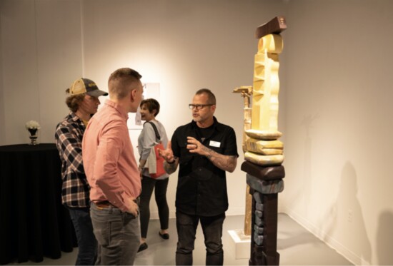 MTSU Art faculty Michael Baggarly discussing James Gibson’s Sculptures on display in MTSU’s Todd Art Gallery