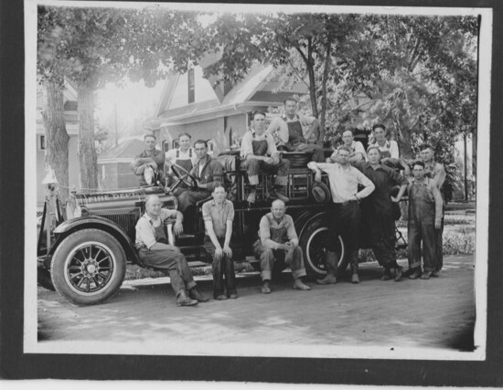 Arvada firefighters pictured with the department’s first motorized fire engine in 1924. Called “The Old Dodge,” it is still seen in Arvada at special events.