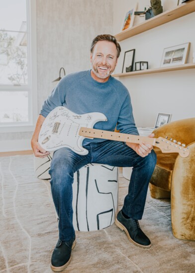 A guitars signed by REO Speedwagon gifted to Chris by his team for his 40th