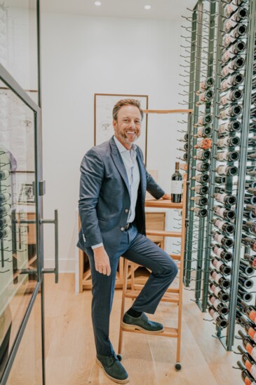 Chris in his custom built wine room