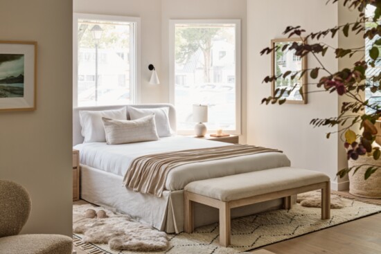 A dreamy bedroom in the Westport store. Photo by Michael Biondo.