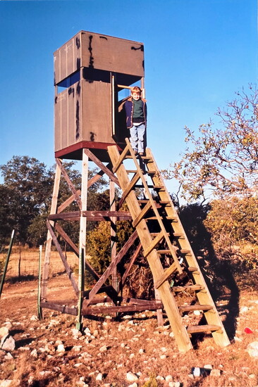 Young Avery in that West Texas deer blind.