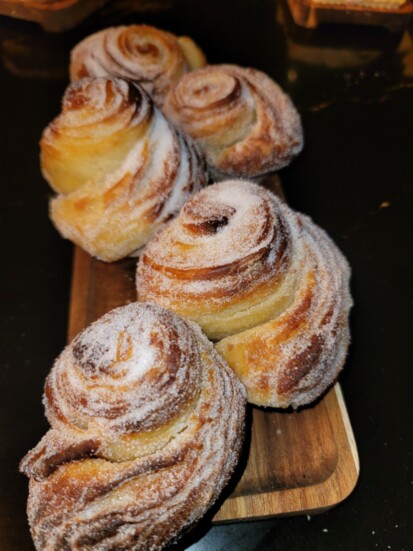 Enjoy fresh breads and pastries from The Bronx Bagel Buggy.