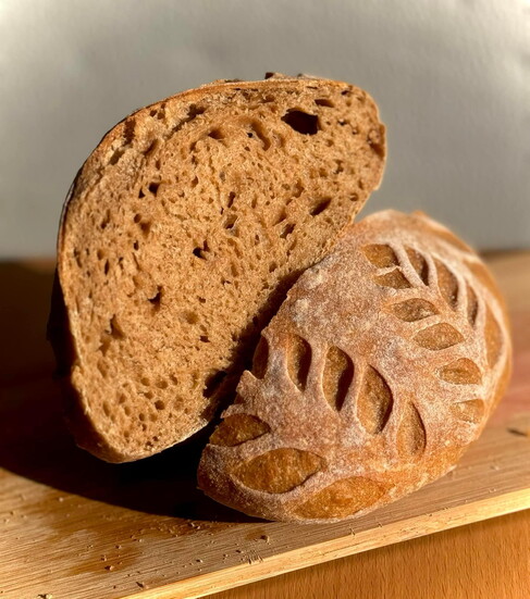 A beautiful loaf of fresh sourdough from Bailey’s Bread
