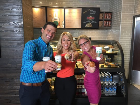 With "shark" and business partner, Lori Greiner after wrapping up a deal with Starbucks.