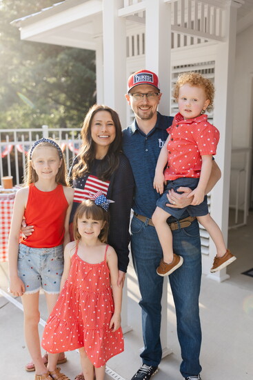 Christian and Rebecca Judy, owners of Dukes Bar-B-Que, and their adorable family. 